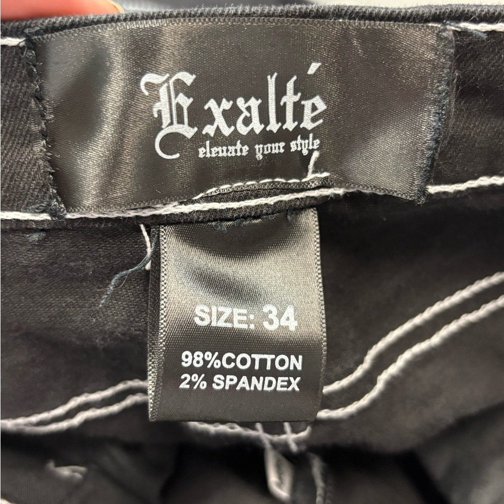 Black Cargo Pants with Contrast Stitching - Men's - Picture 3 of 3
